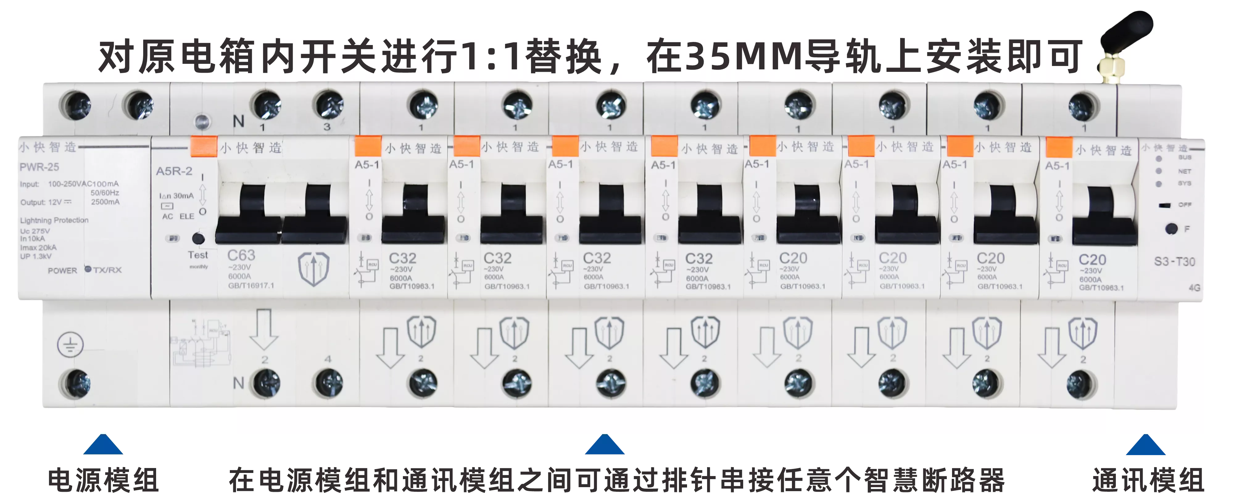 小快智造的物联网电箱，手自一体，高度集成，将物联网技术与电箱内的空气开关、漏电开关、塑壳开关，不限回路，自由组合，从而让电箱内的开关具有快速反应能力、精准预警能力、远程智控能力、自运巡检能力、大数据分析能力、科学管理能力。广泛应用于居家装修、办公区域的安全用电防控、自动化系统的搭建。